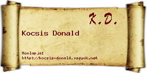 Kocsis Donald névjegykártya