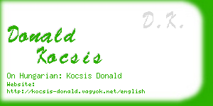 donald kocsis business card